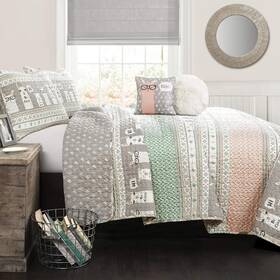 16t002785 Lush Decor Llama Striped Quilt Reversible 5 Full/queen Pink And Turquoise 16t002785 Lush Decor Llama Striped Quilt Reversible 5 Full/queen Pink And Turquoise