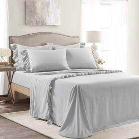16t007055 Lush Decor Reyna Ruffle Sheet Set 4 Piece Twin Light Gray Soft Comfortable Sheets Wit 16t007055 Lush Decor Reyna Ruffle Sheet Set 4 Piece Twin Light Gray Soft Comfortable Sheets Wit