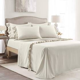 Lush Decor 194938013918 Reyna Ruffle Sheet Set 6 Piece Full Wheat - Soft And Comfortable Sheets