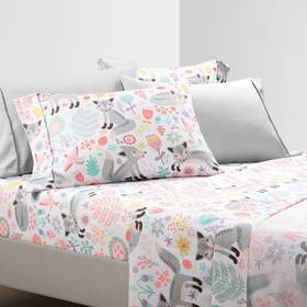 Lush Decor 194938038294 Pixie Fox Soft Sheet Set 4 Piece Twin Gray And Pink - Bed Sheets