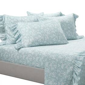 Lush Decor 194938044103 Garden Of Flowers Ruffle 6 Piece Sheet Set Queen Blue