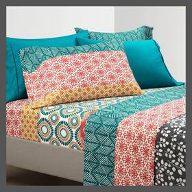85402784 Lush Decor King 6pc Bohemian Stripe Patterned Sheet Set Turquoise/orange - D Cor