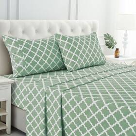 Lux Decor Collection 313093878846 Bed Sheets Set 4 Piece Microfiber California King Bedding Green