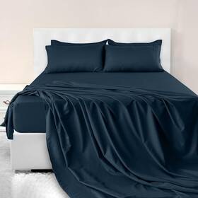 Lux Decor Collection 810068326727 D Cor Sheet Set - 4 Piece Ultra-soft Full 2 Pillowcases Navy Blue Lux Decor Collection 810068326727 D Cor Sheet Set - 4 Piece Ultra-soft Full 2 Pillowcases Navy Blue