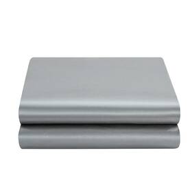 Luxbedding 726754842689 Satin Flat Sheet Only Queen 1 - Piece Silver Gray Top Ext