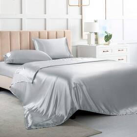 Luxbedding 783907751076 Satin Bed Sheets Full Size Sheet Sets Silver Grey Silk 4 - Pieces So Luxbedding 783907751076 Satin Bed Sheets Full Size Sheet Sets Silver Grey Silk 4 - Pieces So