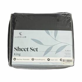 Luxclub 133365200998 King Sheet Set Black 6 Piece Hypoallergenic Super Soft Machine Washable Luxclub 133365200998 King Sheet Set Black 6 Piece Hypoallergenic Super Soft Machine Washable