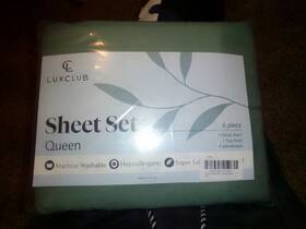 Luxclub 750783177351 Queen Sheet Set Green Super Soft Hypoallergenic Machine Washable 6 Piece