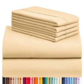 Luxclub 783935200218 6 Pc Sheet Set Bed Sheets Deep Pockets 18 Inch King - Butter