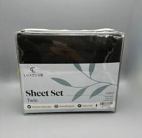 Luxclub 810033410376 Sheets Set Twin Size Dark Grey 4 Piece New With Tags