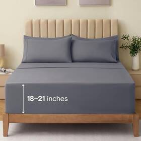 Luxclub 810033415043 Bed Sheets Set Bamboo Deep Pockets Bedding Sheet King Dark Grey 6-pc Luxclub 810033415043 Bed Sheets Set Bamboo Deep Pockets Bedding Sheet King Dark Grey 6-pc