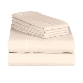 88027804 Luxclub 6 Pc Cream California King Microfiber Solid Performance Sheet Set Soft