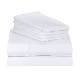88027849 Luxclub White King 6 Pc Rayon From Bamboo Solid Performance Sheet Set