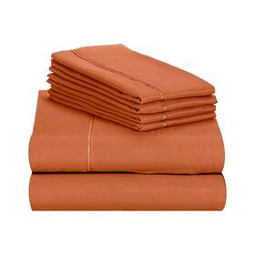 88027923 Luxclub 6 Pc Autumn Orange Queen Microfiber Solid Performance Sheet Set Soft