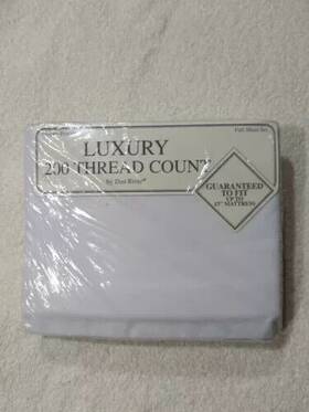 09116007205 Luxury Percal Dan River Percale 200 Thread Count Full Sheet Set White Solid T-200