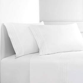 M Lange Home 687145151769 Melange Percale Cotton Elizabeth Lace Sheet Set King White