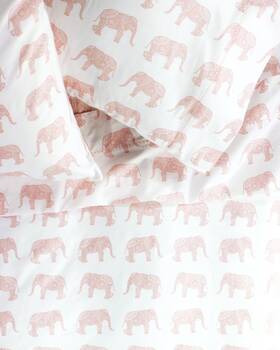 T400 M Lange Home 687145993567 Melange Print Elephants Twin Pink