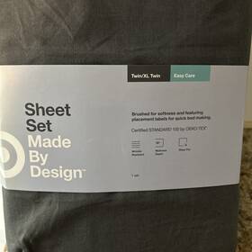 Made By Design 490620400265 Sheet Set Twin/xl Twin Easy Care Flat Gray 3 Piece
