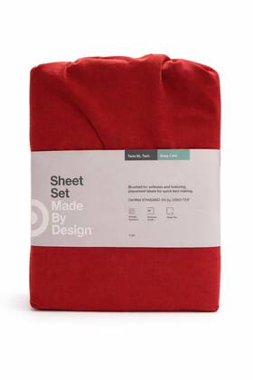 Made By Design 490620400456 Solid Easy Care Sheet Set Twin/twin Extra Long Red Orange -