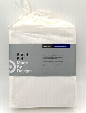 Made By Design 490620401057 Xl Twin 3pc Sheet Set White Cotton Percale Temperature Balancing College Dorm