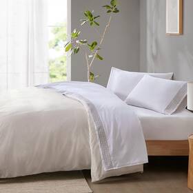 Madison Park 022164229264 Soft Brushed Microfiber Sheets Set Elegant Embroidery Hem Design Premium 14
