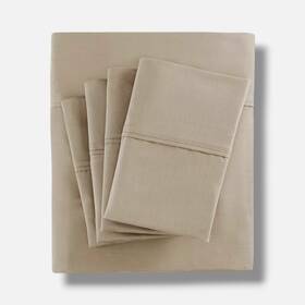 Madison Park 086569971593 Beige 800 Thread Count Cotton Blend Sateen 6-pc. Sheet Set Queen