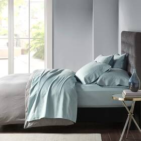 Madison Park 086569971715 800 Thread Count Cozy Queen Cotton Blend 6 Piece Sheet Set In Aqua