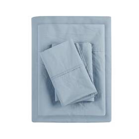 Madison Park 313030768766 Teal Full 200 Thread Count Relaxed Cotton Percale Sheet Set