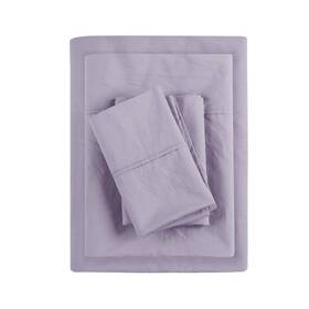 Mp20-5396 Madison Park Sheet Set Queen 200 Thread Count Relaxed Cotton Percale Purple