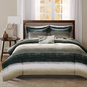 Mpe10-164 Madison Park Essentials Full Comforter Set Bed In A Bag Watercolor Print Coastal Comfort