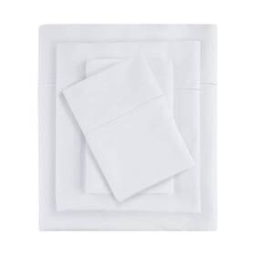 Pc20-141 Madison Park 600 Thread Count 4-piece White Cotton King Pima Sateen Sheet Set