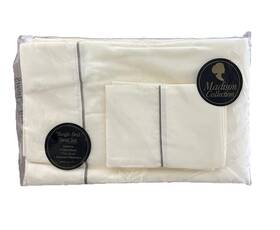 Rn18696 Madison Collection Cream Brown 80s Twin Sheet Set New Old Stock Made In The Usa