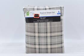 Mainstays 053526071905 4 Piece Flannel Sheet Set In Brown Plaid Queen