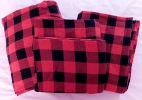 Mainstays 053526076993 4-piece Full Size Flannel Sheet Set Buffalo Plaid Red Black