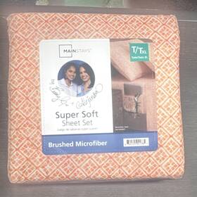 485031321512-19 Mainstays Super Soft Twin/twin Xl Sheet Set Geometric Orange/white