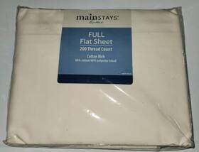 60873 Mainstays Full Flat Sheet Vanilla Dream 200 Thread Count Nip Home
