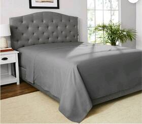 Mainstays 840009308864 Easy Care 300 Count Solid Soothing Gray Cvc Cotton Blend Flat