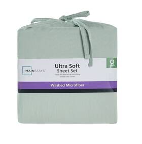 Mainstays 840125919050 Ultra Soft Bed Sheet Set Washed Microfiber Queen Sea