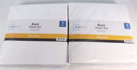 Mainstays 840125936590 Lot 2 Basic Sheet Set Microfiber Twin White New