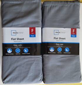 Mainstays 844178017183 300 Thread Count Cotton Full Flat Sheets Lot Of 2 Gray New Mainstays 844178017183 300 Thread Count Cotton Full Flat Sheets Lot Of 2 Gray New