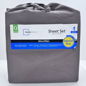 Mainstays 844178018593 Queen Microfiber Sheet Set 4-pc Dark Brown Soft Wrinkle Resistant New