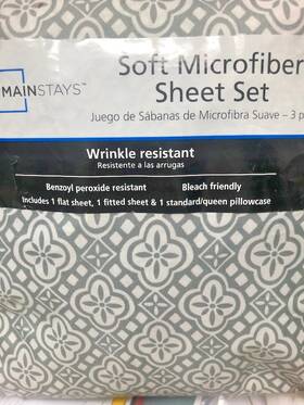 Mainstays 844178039185 Twin/twin Xl Flat Fitted Sheets And Pillow 3 Sets Grey Blue Brown Back To School