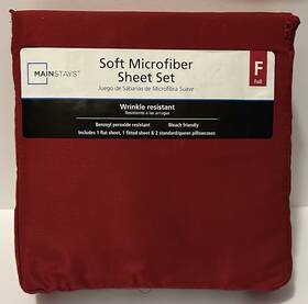 Ms16-002-135-51 Mainstays 4 Piece Full Size Sheet Set Solid Red Soft Microfiber New