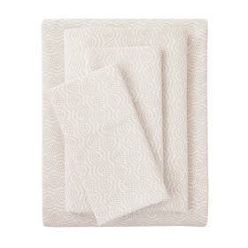 Ms2401325722-31 Mainstays 3-piece 300 Thread Count Beige Geo Cotton Blend Percale Bed Sheet Set Twin Xl