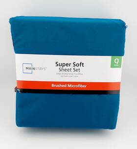 Ms37-770-335-33 Mainstays Queen Brushed Microfiber Super Soft 4 Piece Sheet Set Cosair/teal