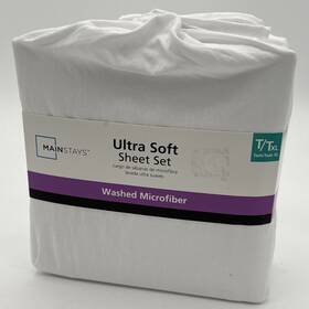 Ms8401321522-01 Mainstays Ultra Soft Washed Microfiber Sheet Set T/txl With Pillowcase White