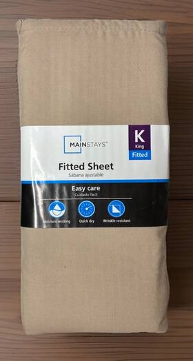 Ms890095812217 Mainstays King Fitted Sheet Cotton Polyester Brownstone 300tc Moisture Wicking