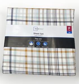 Ms97ffpld-740-2 Mainstays Full Sheet Set Cotton Polyester Plaid 300tc Moisture Wicking Ms97ffpld-740-2 Mainstays Full Sheet Set Cotton Polyester Plaid 300tc Moisture Wicking