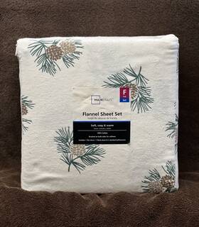 Msf000757422010 Mainstays 4-piece Pinecones Flannel Sheet Set Full-size