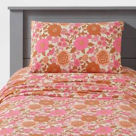 89888227 Makers Collective Teen Full Floral Print Jersey Sheet Set -